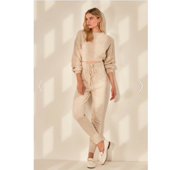 Beige Knit Detailed Knitwear Bottom-Top Set - Picture 5 of 6